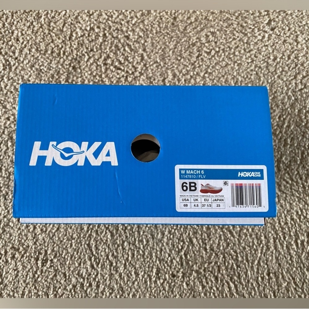 NWB Hoka Mach 6 Running Shoes Frost/Lava Size 6 - Picture 7 of 7